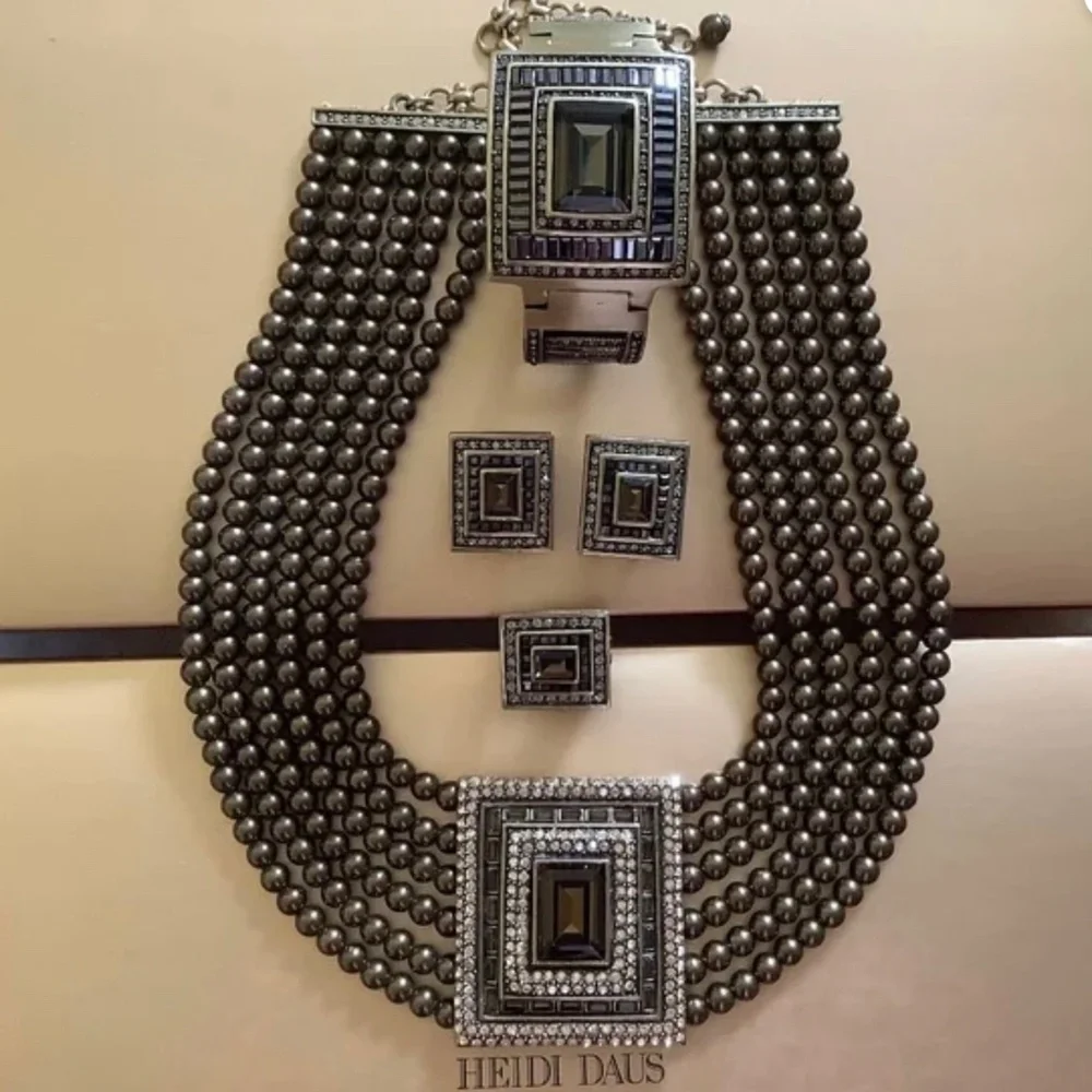 Heidi Daus South Sea Riches Complete Set Crystal Necklace Bracelet Ring Earrings - Picture 4 of 16